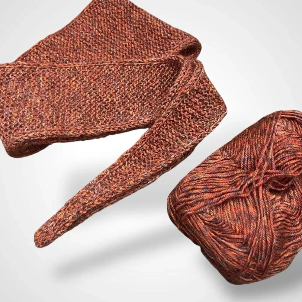 Sophie Scarf Brown Burnt Orange Wool Neck Warmer Hand Knit Women Neckerchief